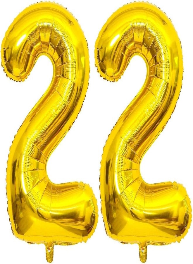 FI - FLICK IN 2Pcs 22 number Gold Foil Balloon 16 Inch For Birthday Decoration Items 22nd Year Balloons, Twenty Two (Pack of 2)